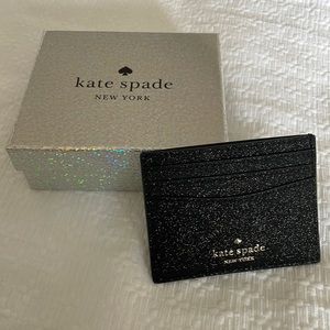 Kate spade small slim card holder-lola glitter black
